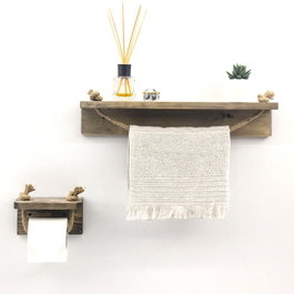 Hanah Home Estantería de Pared de Madera de Abeto en Nogal